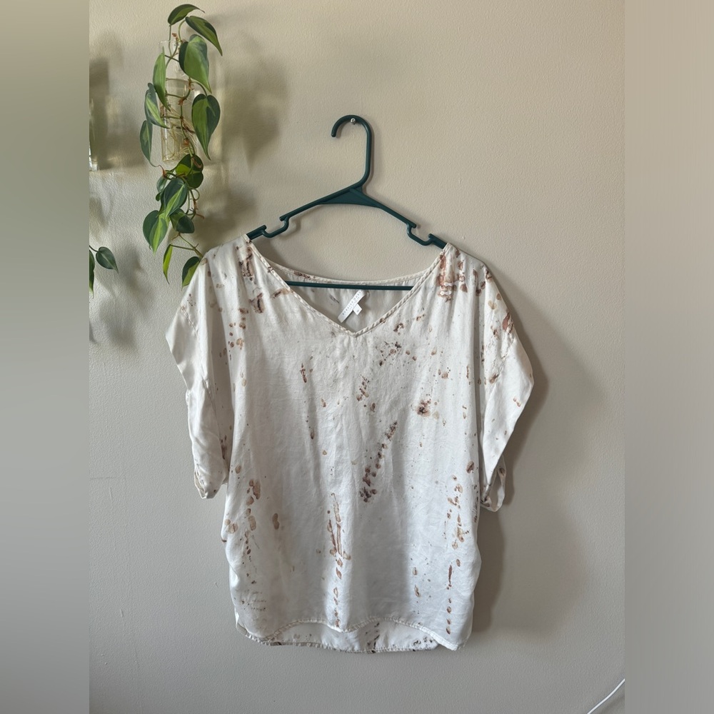 Burning Torch Cream and Brown Blouse